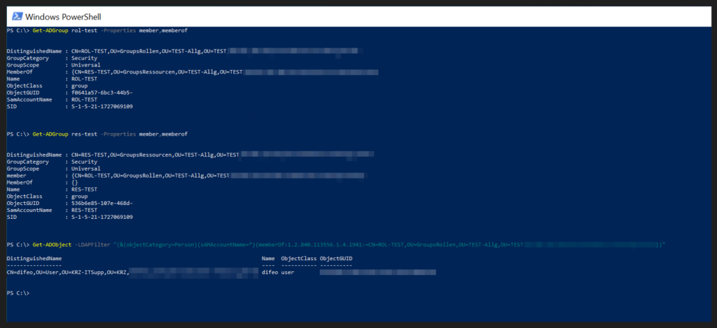 Powershell - Get members with LDAP_RULE_IN_CHAIN query