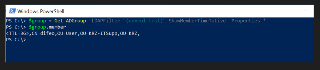 Powershell - Get Groupmember Timebased Membership